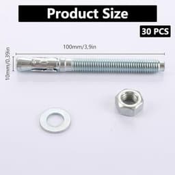 Heavy Duty Ankers M10 x 110 mm - 30 Stuks Verzinkt Roestvrij Staal — thumbnail 5