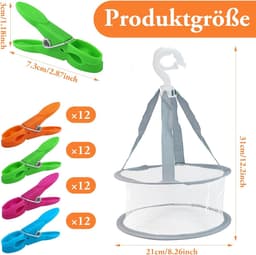 48 stuks wasknijpers met wasknijpers, windbestendige kleurrijke knijperzakken, plastic, zonder afdruk, sokkenklemmen voor waslijnen en kleding, sokken — thumbnail 4