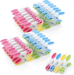 Wasknijpers 60 Stuks - Kunststof met Antislip Siliconen - Meerkleurige Wasknijpers voor Ondergoed, Broeken, T-shirts en Sokken — thumbnail 1