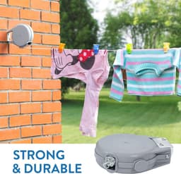 Intrekbare waslijn buiten 12 meter - Roestvrij staal en kunststof, Heavy Duty, Perfect voor buiten drogen — thumbnail 2