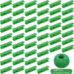 50x Mini Houten Kleerhangers met 50 Meter Jute Touw - Decoratieve Fotohangers voor Galerijwand — thumbnail 5