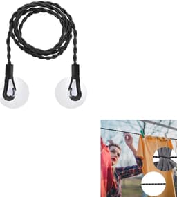 1 stuk, elastische waslijn, reiswaslijn, draagbaar, intrekbaar, met zuignap 4,5CM, geschikt voor kamperen, reizen, thuis, binnengebruik, zwart, 3m — thumbnail 1