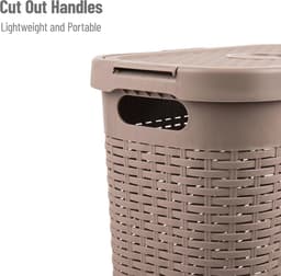 Slanke wasmand met 40 liter capaciteit en handgrepen - Geventileerd en scharnierend deksel — thumbnail 4