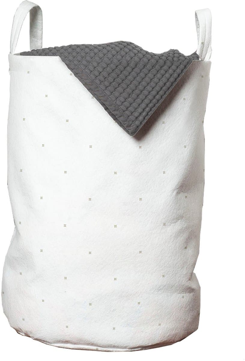 ABAKUHAUS minimalistische waszak, patroon van geplaatst vierkant, wasmand met handvatten en trekkoord voor wasserettes, natuurlijke kleuren — afbeelding 1
