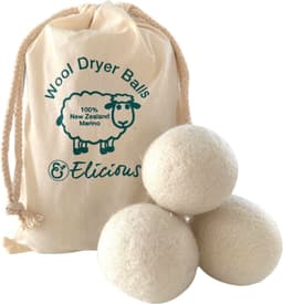 Elicious® - Ecologische Droger Ballen Wol - Wasdrogerballen - Droogballen Voor Snellere Droogtijd - 6 Stuks - Energiebesparend - Duurzaam - Duurzame Drogerballen - Wasbollen - Herbruikbare Drogerbollen - Wasverzachter - Zero Waste - 100% Merinowol — thumbnail 1
