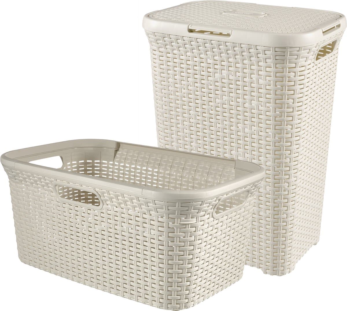 Curver Style Wasmand met Deksel 60L + Wasmand 45L - Wit — afbeelding 1