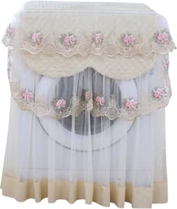 Wasmachine hoes - Droogmolenhoezen - Wasmachine beschermer - Wasmachine cover - Wasdroger beschermhoes - Droogcombinatiehoes - rol stofkap - 60 * 60 * 85 CM - kant ruche bloemen - Voor De Meeste Voorlader Wasmachines En Buitendrogers — thumbnail 1