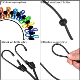 1,8 m - elastische winddichte band voor buiten positionering waslijn - waslijn voor buiten - stevig en duurzaam - eenvoudig te bevestigen - antislip - lichtgewicht en draagbaar - veelzijdig - geschikt voor reizen, kamperen, buiten en binnen — thumbnail 5