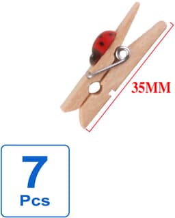 Decopatent - 7 Stuks Mini Fotoknijpertjes - Met Liefheerstbeestje decoratie - 35mm Lang - Kaartknijpertjes - Kleine mini wasknijpers - Hout - Kaarten Kerstkaart knijpers - Houten clips voor fotos — thumbnail 3