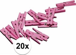 Mini knijpers - roze - 20x stuks - Geboorte meisjes knijpertjes - kaartjes ophangen — thumbnail 4