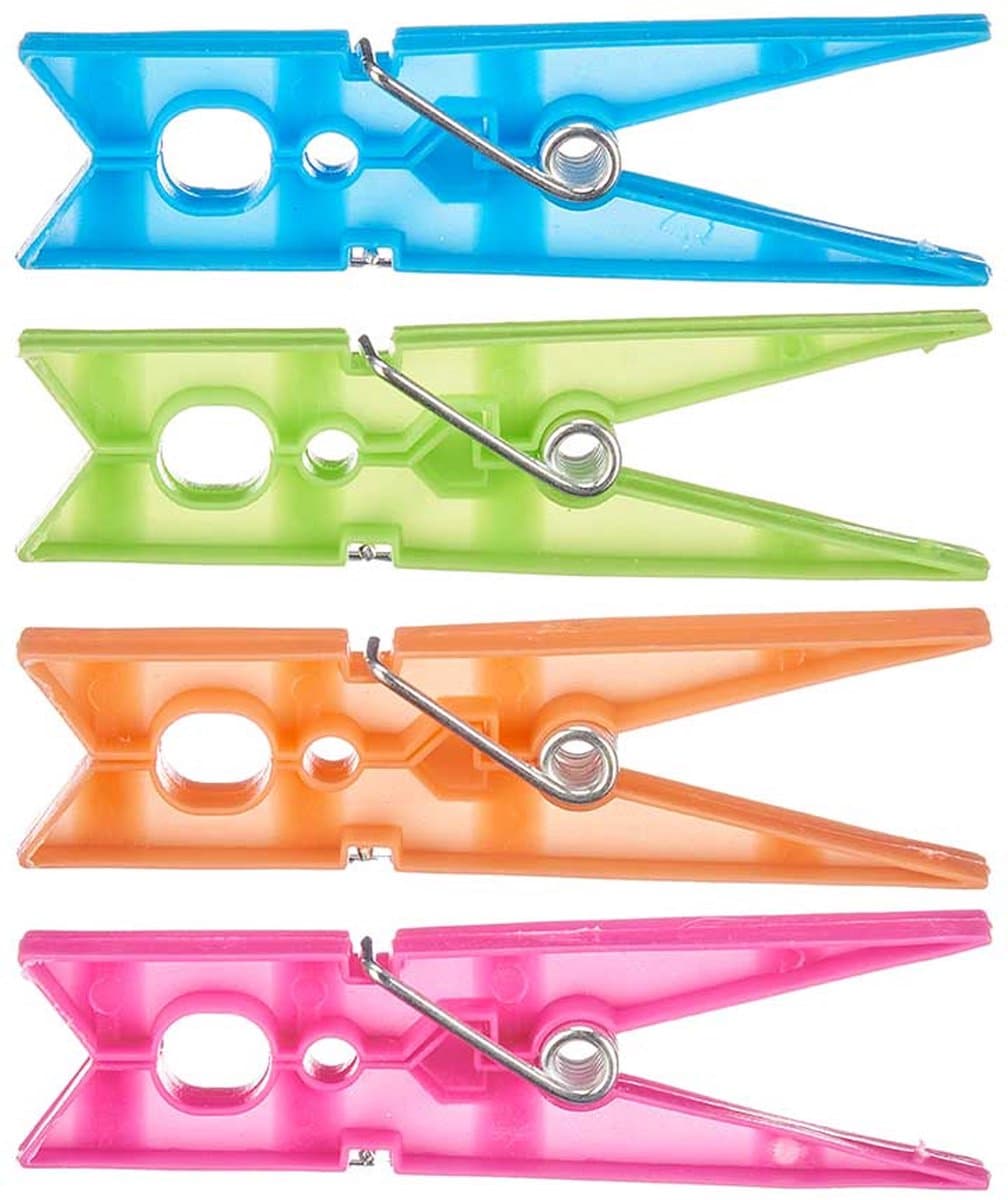 Wasknijpers - 120x stuks - kleurenmix fel - kunststof - groot formaat van 8 cm — afbeelding 1