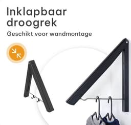 Milano Luxurious inklapbaar droogrek – 40.5 x 33 x 31 cm – 2 Stuks – Garderobehouder – Wasrek inklapbaar – Kledinghanger wandmontage – stevige kledinghaak inklapbaar – Wanddroogrek – Inklapbaar droogrek – Zwart — thumbnail 4