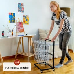 Klein Hangend Droogrek voor Kunst - Mobiele Droogtoren - 19 Uitneembare Schappen - Wit — thumbnail 5