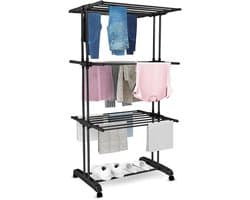 Zavira® Wasrek - Droog - Washanger - 72x50x172 cm - Zwart
