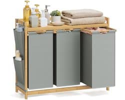 Wasmand – 3 Vakken – 3 x 50 L – 94 x 33 x 78 cm – Duifgrijs – Stijlvol en Praktisch