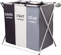 Bovista Laundry Bag - Wassorteerder 3 Vakken - Wassorteerder - Wasmand 3 Vakken - Laundry Basket — thumbnail 1