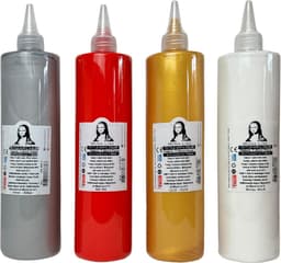 Südor Textielverf set 12 x 500 ml. Wasbestendige textielverf voor lichte stoffen. Wasmachinebestendig, wasbestendig. Fixatie door strijken (Kleuren: wit, zwart, rood, blauw, geel, groen, roze, paars, goud, zilver,oranje,bruin) — thumbnail 4