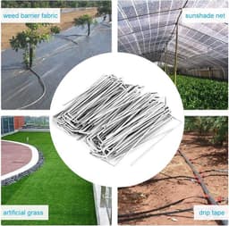 100 Stks Garden Beveiliging Pegs - U-Shaped Multipurpose Tuin Grond Pegs - Kunstgras Tuin Stapels Pins - Ideaal voor onkruid Stof Landschap Netting - Grond Vellen — thumbnail 5