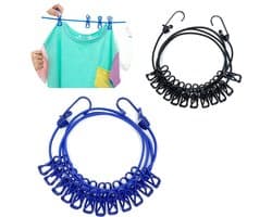 Cosensi - Travel Clothesline - Camping-Kledinglijn - Windbestendig - 1.8 meter - Binnen en Buiten - Inclusief 12 knijpers - Geschikt voor Camping e...