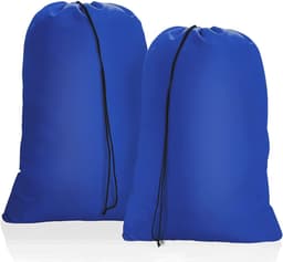 Een set van 2 grote waszakken Geschikt voor op reis, 50 x 60 cm, opvouwbare waszakken, opbergzakken Geschikt voor speelgoed, trekkoordzakken Geschikt voor hotels, studentenkamers en op reis, lichtgewicht waszakken Geschikt voor rommelige was (blauw). — thumbnail 1