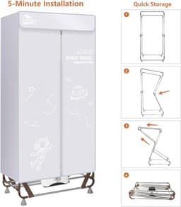 RWB® Elektrisch Droogrek - Elektrisch Wasrek - Droogrek - Grijs - 80cm x 46cm x 168cm — thumbnail 3