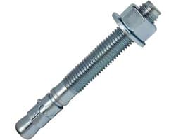 Wedge Anker - Betonanker Bevestiging - Zware Lasten Bevestigen - Zink Verguld - 3/4" x 12" - Zilver