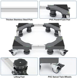 MTTProducts - Wasmachine standaard - Verstelbare wasmachinebasis - Met 4 wielen - Grijs - Ondersteunt 300 kg - Ideaal voor zware apparatuur - Ruimtebes... — thumbnail 3