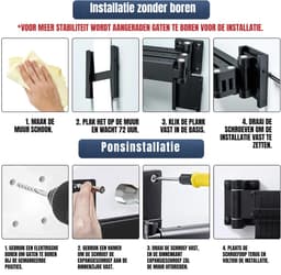 YOR® Wanddroogrek Inklapbaar - Wanddroogrek - Zwart - ‎120cm x 3cm x 9cm; 1.07 kg — thumbnail 4