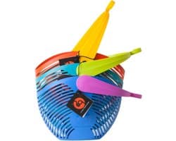 Wasknijperhouder - Wasknijpermand - Wassen Organiseren - Gemaakt in Italië - Royale inhoud - Blauw/Turquoise/Oranje