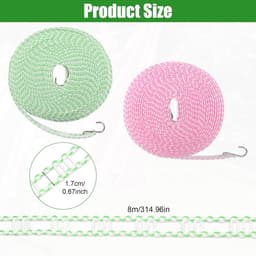 Waslijn 2 stuks - Droglijn Outdoor - Kleding Drogen - Rooster Scheidingswand - 16 meter - Roze Groen — thumbnail 3