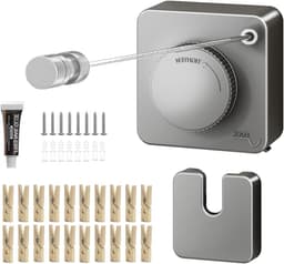 Uittrekbare Waslijn - Wand Waslijn - Kleding Drogen - Sterke Belastbaarheid - 51 Meter - Grijs — thumbnail 1