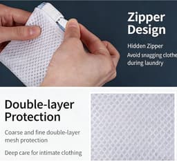 4 stuks Polyester mesh waszak - waszak - mesh waszakken - Mini Waszakjes - waszakken voor bh's en ondergoed - Fijne waszak voor in de wasmachine - Ademende Polyester Mesh Bescherming - 12 cm * 12 cm - Wit" — thumbnail 2