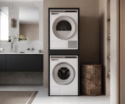 Wasmachinekast met Uitschuifbaar Blad - Wasdroger Meubel - Ruimte Besparen - Stevige Constructie - 187x66x65 cm - Antraciet — thumbnail 5