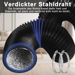 Afvoerslang Ventilatie - Flexibele Buis - Lucht Afvoeren - Hoge Temperatuur Bestendig - 125 mm Diameter - Zwart — thumbnail 3
