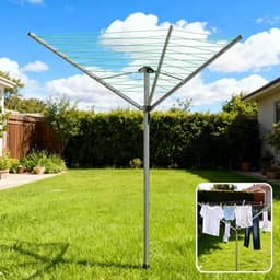 Innovastore Droogmolen- Waslijn - Droogrek - Wasmolen - 176x153cm - Wasknijpers - Beschermhoes - Grondfitting - 30cm - Zilver — thumbnail 3