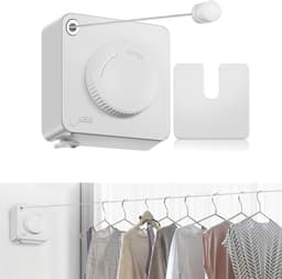 Uitschuifbare Waslijn - Intrekbare Kledinglijn - Ruimte Besparen - Niet Doorhangend Design - 51 Meter Kabel - Wit — thumbnail 1