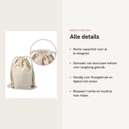 Dailygoods- Waszak Grote Capaciteit - Katoenen Waszak - Huishoudelijke Opslagzak - Reizen - Ecologisch Katoen - Sluiting met Koord - Opbergtas — thumbnail 3