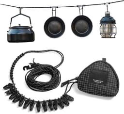 Waslijn voor op reis - Drogerecord Kampeerkabel - Kleding Drogen - Reflecterend koord - 1.0 Meter - Zwart — thumbnail 1