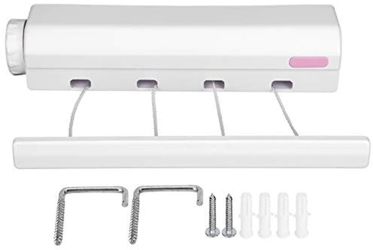 Cosensi- Waslijn Intrekbaar 3,2-3,75 m - Wandmontage - Kunststof - 4-5 Touwen - 8 kg Capaciteit - Ruimtebesparend Ontwerp - Wasdroger — afbeelding 1