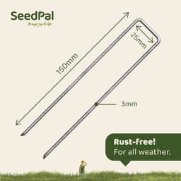 SeedPal Grondankers/Haringen Anti Roest - 50 Stuks - Roestvrije & Verzinkte Bodemankers Voor Bevestiging - 150 mm x 30 mm x Ø3 mm - Aardnagels/Bodemhaken Van Staal - Grondverankering/Bodembevestiging — thumbnail 2