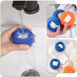 Dailygoody - Haarvanger wasmachine - Herbruikbaar - Anti-klitten - 8 stuks - Wasbal voor honden en katten - Beschermt wasgoed - Kleur blauw en sinaasa — thumbnail 2