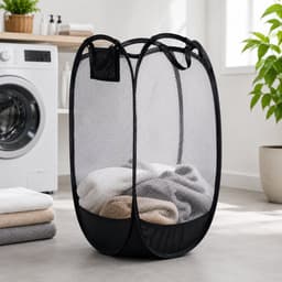 HEM Opvouwbare Waszak 64 Liter – Pop-up Wasmand – Inklapbare Laundry Bag met Handgrepen – 36x36x58 cm – Zwart – Inclusief HEM Microvezeldoekje — thumbnail 1