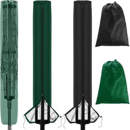 Dailygoody - droogmolen-afdekkingen - robuuste waterdichte bescherming - zwart en groen - wasrek buiten - ideaal voor tuinparasol - 2 stuks — thumbnail 1
