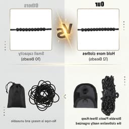 Draagbare waslijn voor camping en outdoor, 3,0 m, reflecterende dubbele lijn zonder wasknijpers, ideaal voor reizen en balkonaccessoires — thumbnail 4