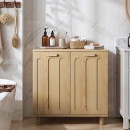Pugsdrly Kantelbare wasmand met uitneembare wasmand, verborgen wasmand, opbergkast voor de badkamer, vrijstaande opbergrek voor thuis, eikenkleur — thumbnail 5