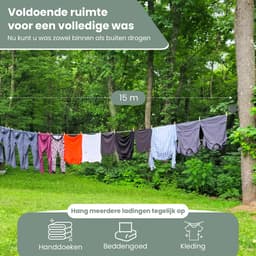 Twenty4seven® Uittrekbare Waslijn Buiten & Binnen - 15 Meter Waslijndraad - Automatische Roldrooglijn met Ophangbeugel - Wasdraad Oprolbaar — thumbnail 5