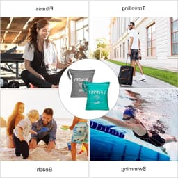 Waszak set van 2, met draagtas en rits, ideaal voor vuile was, zwemkleding en sportkleding, perfect voor zwemmen en fitnessactiviteiten — thumbnail 4