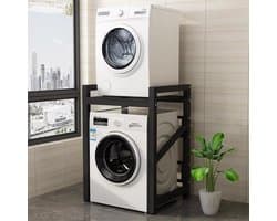 Stapelbare set voor wasmachine en droger, plank voor wasmachine, kast voor wasmachine en droger, plank boven de wasmachine, plank boven L (kleur: zwart)