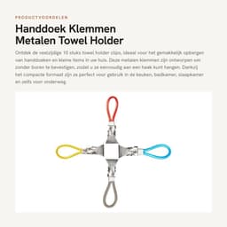 Dailygoods- Handdoekhouder zonder boren - Handdoekclips - Handdoekhouder keuken - Handdoekhouder badkamer - Compact - Ruimtebesparend - Handdoekclip — thumbnail 4