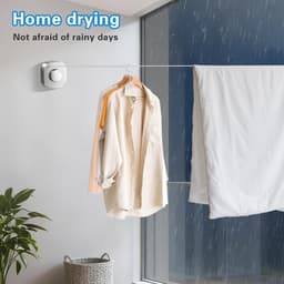 Waslijn Uitschuifbaar - Drooglijn Intrekbaar - Kleding Drogen - Roestvrij Staal Kabel - 4.2 Meter - Grijs — thumbnail 4